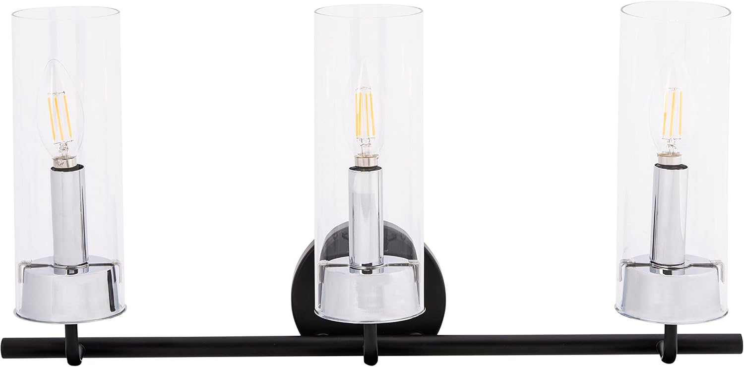 Safavieh Lighting Collection Remery Matte Black/Chrome 3-Light Sconce (LED Bulb Included)