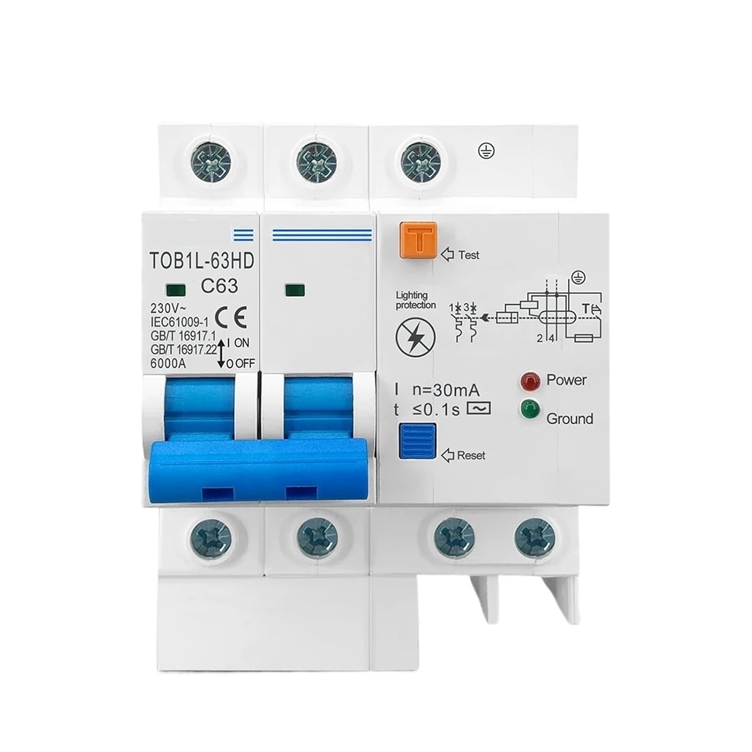 Residual Circuit Breaker Main Switch with Surge Protector RCBO MCB with Protection SPD 1Pcs(40A)