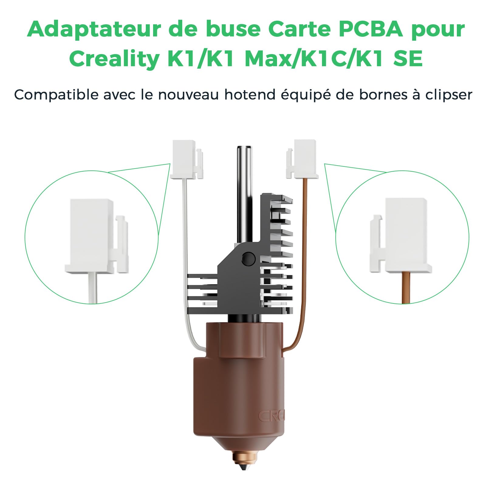 Creality Plaque d'adaptation Hotend K1/K1 Max/K1C/K1 SE, adaptateur de buse PCB officiel OEM PCB, kit de remplacement pour imprimante 3D