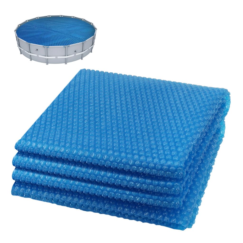 VOUNOT® Solar Pool Cover, Round Solar Blanket Ø4.57 m, Solar Heating Cover, Thermal Film, Cuttable for Water Heating, Blue