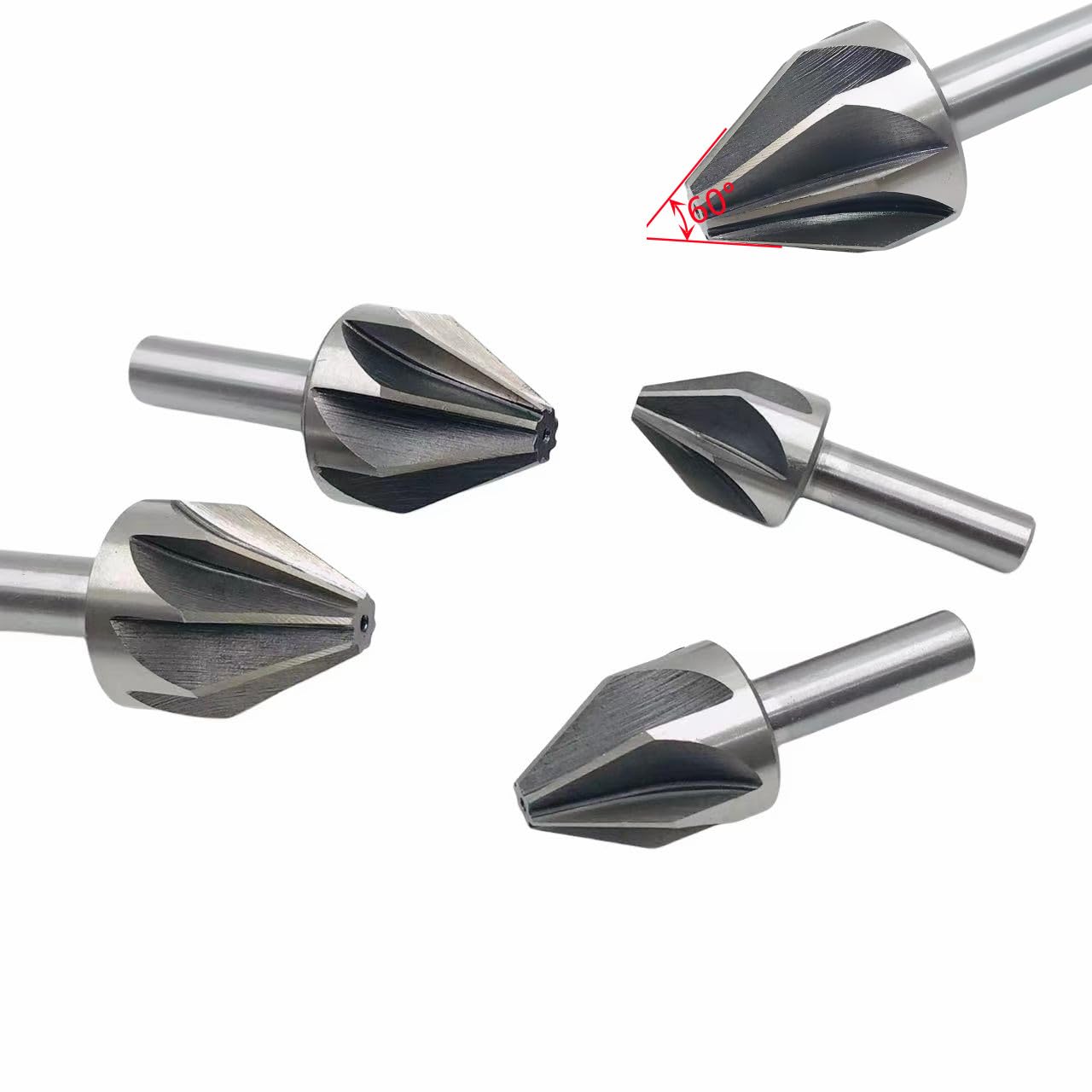1 szt. Wiertła stożkowe 60 stopni frezy fazujące, 6-50 mm HSS 6/8 flet ze stali szybkotnącej Wiertła stożkowe 6-50 mm Narzędzie do cięcia fazującego(45mm(60 degrees))