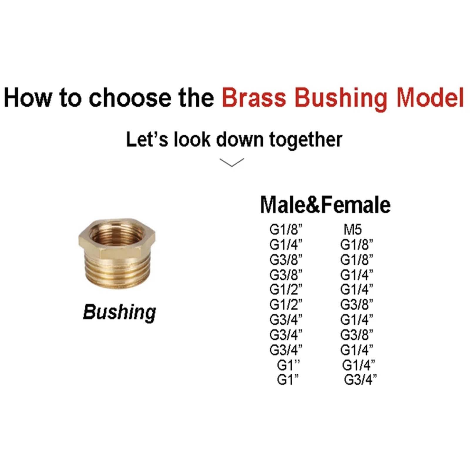 Messing Fitting Reducing Hex Bush Bushing Male to Female Connector Fuel Water Gas Oil 1/8" 1/4" 3/8" 1/2" 3/4" 1" (1-3I4, 1PC)