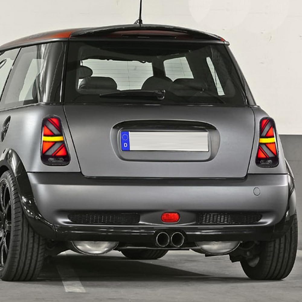 VLAND Achterlichten voor Mini Cooper/One MK1 R50 R52 R53 2001-2006 Achterlichten met E-markering, met sequentiële richtingaanwijzer, een paar (Rood