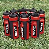 Ziland Academy Easy Squeeze Water Bottle Set - [8 x 700ml Bottles 1 x Carrier] [Choose Your Colour] Designed for Sport Teams (Red - Black Carrier)