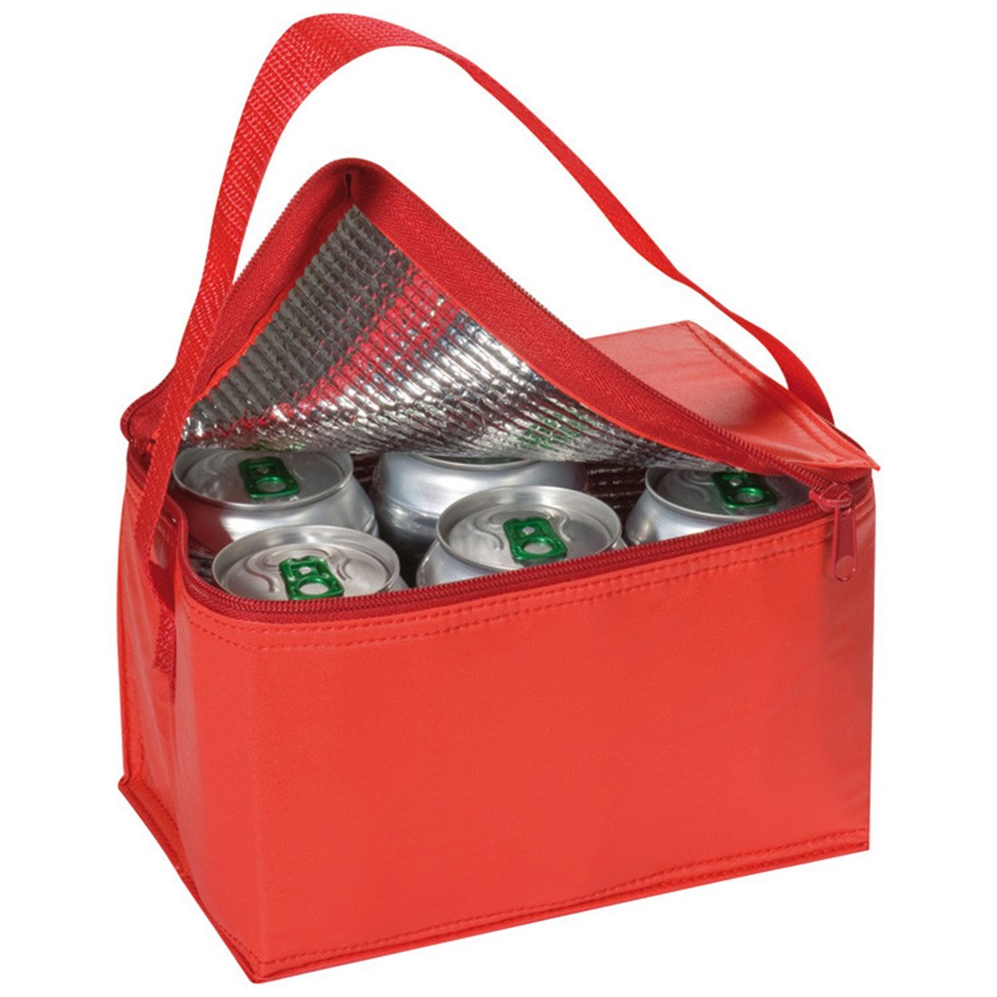 Thermal Insulated Portable Cool Canvas Stripe Lunch Picnic Totes Carry Case Bag (Small, Red)