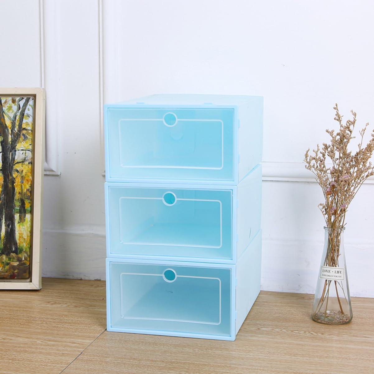 Alipis 6pcs Shoe Storage Boxes Stackable Shoe Containers Plastic Lids Cardboard Box Organizer Space Saving