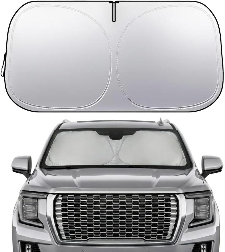 Yukon Windshield Sun Shade, Front Windshield Shade for Sun, Folding Sunshade Windshield Visor for GMC Yukon 1992-2025.