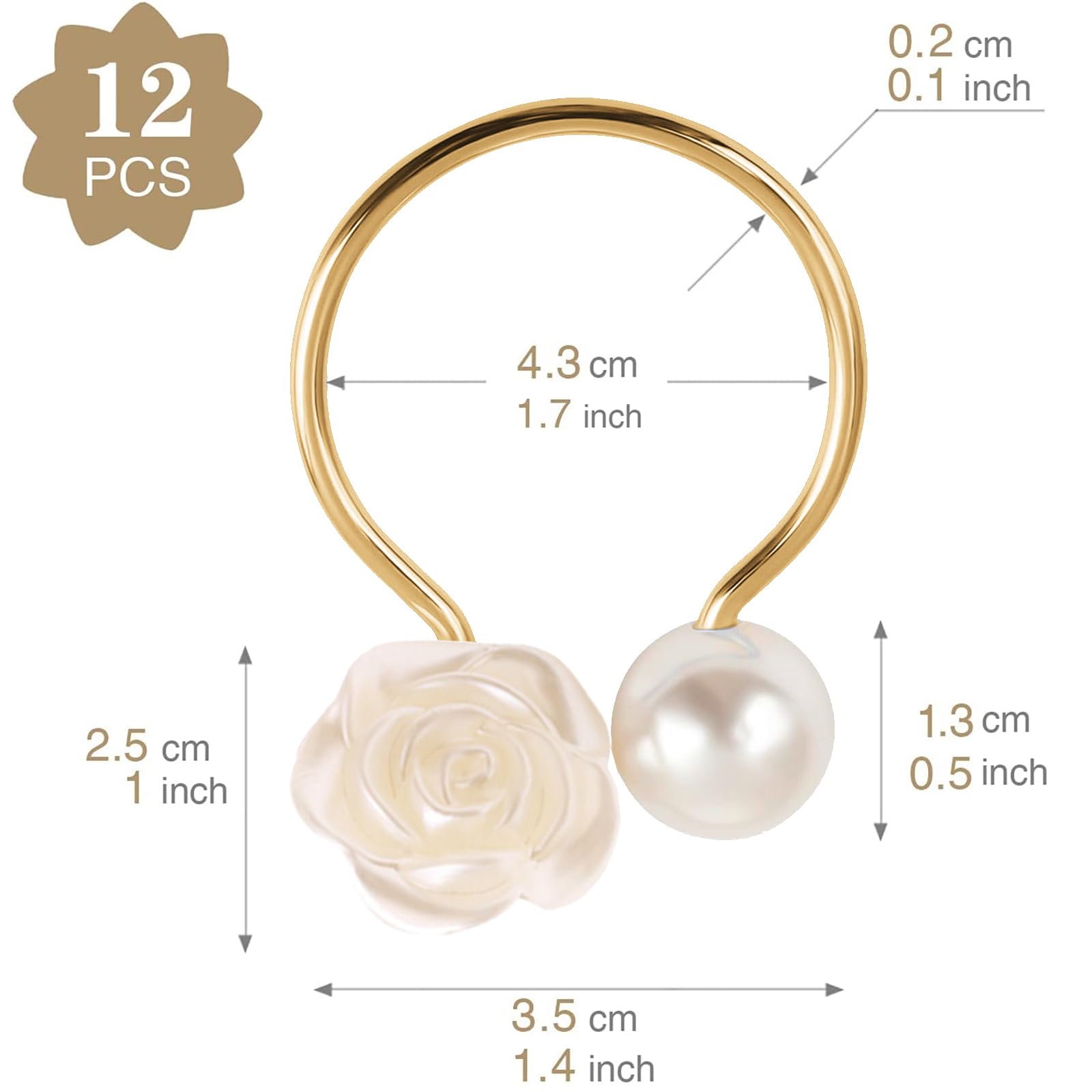 UptVin Portatovaglioli In Oro - Set 12 Anelli Per Tovaglioli Per Matrimoni, Feste E Decorazioni - Foto 14