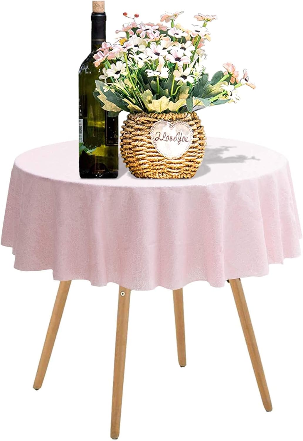 TCBESTO Round Pink Sequin Tablecloth 50" Glitter Table