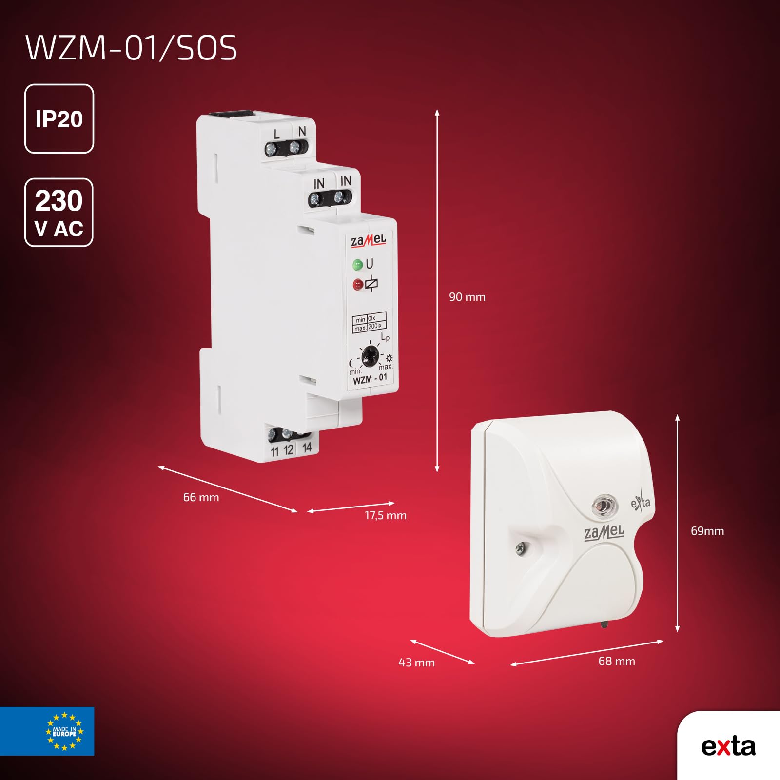 EXTA Dämmerungsschalter, 2 Stück, WZM- 01/ SOS