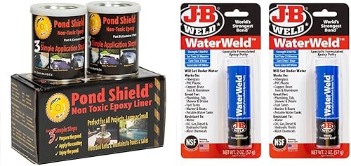 Pond Armor SKU-SKYBLUE-QT-R Pintura epoxi no tóxica para estanques, 1.5 cuartos de galón, azul cielo, 48 onzas líquidas (paquete de 1) y J-B Weld