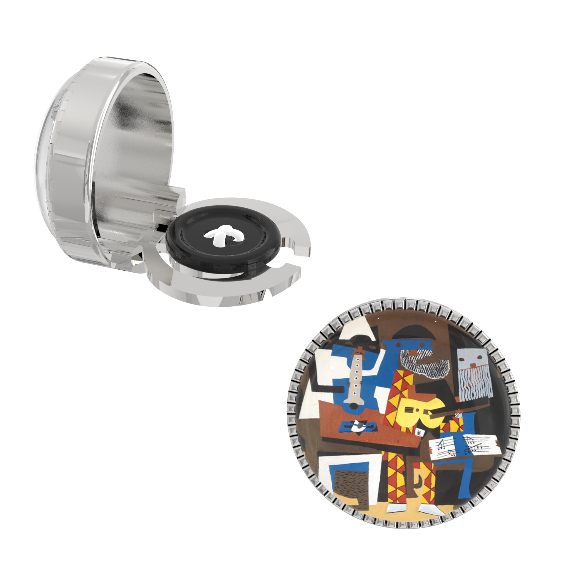 the smart buttons – Snap-on Shirt Button Cover Cufflinks Set for Men - Three Musicians Inspired by Pablo Picasso-picture-52