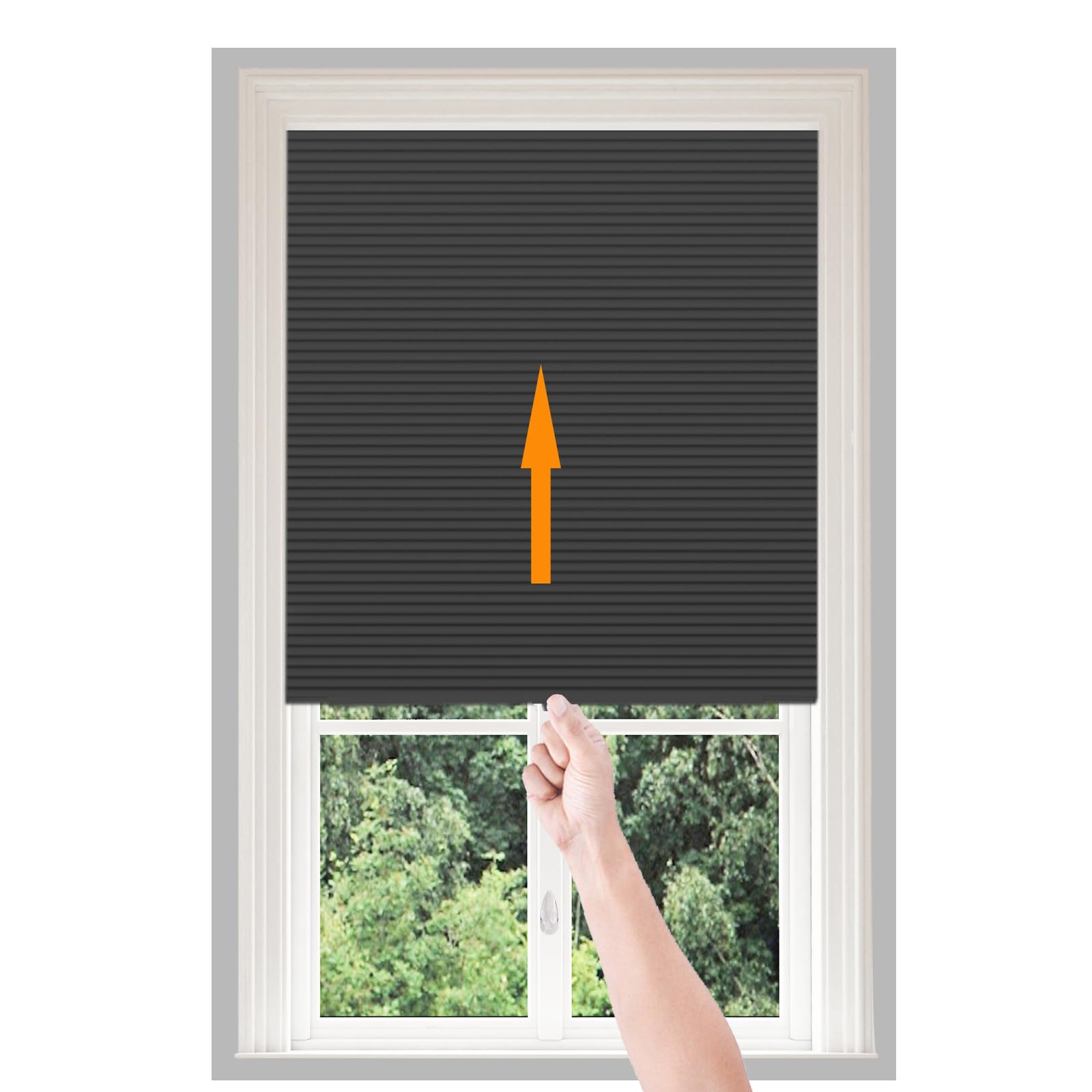 Window Shades Pull Down No Drill Blinds Non-Woven Light Filtering Stick On Cut to Size Self Adhesive Pleated Temporary Blind for Bedroom Kitchen Bathroom Windows Doors
