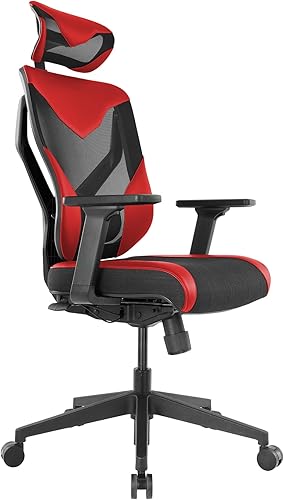 Tempur-Pedic Blaze Auto-Adaptive Ergonomic Gaming Chair with Lumbar Support and 3D Armrest Adjustment, Cooling Racing Style Gaming Chair, Red