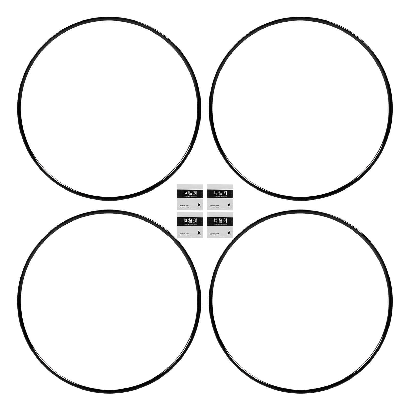 KIMISS Set 4 Pezzi di Cerchi in Lega di Alluminio 18 Pollici con Strisce di Protezione Autoadesive e Decorazioni Decorative per Ruota (Black)