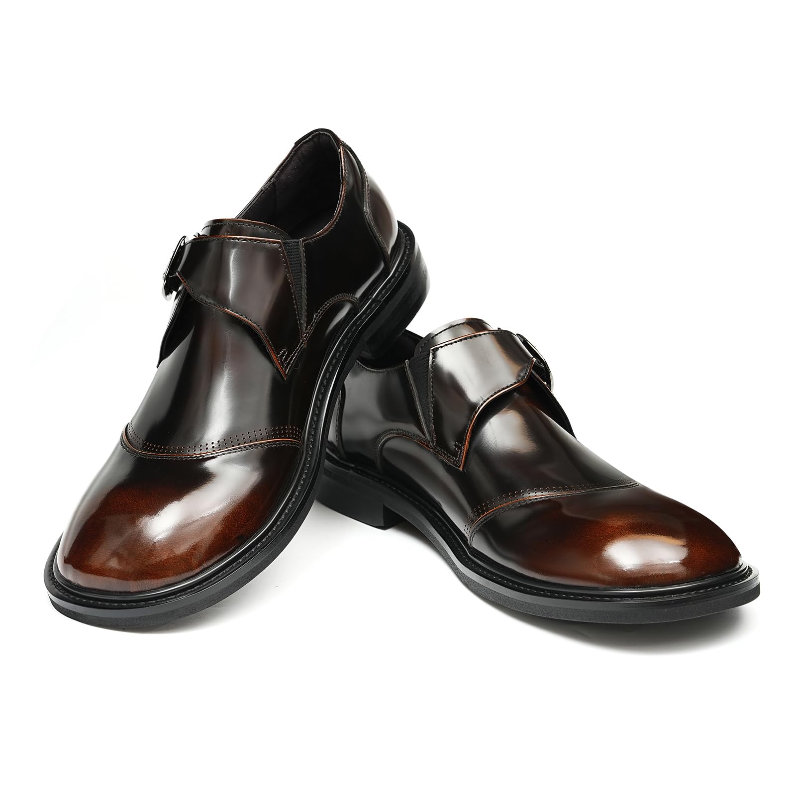 Genérico Zapatos Monk Casuales de Negocios para Hombre Zapatos Formales en Piel con Hebilla