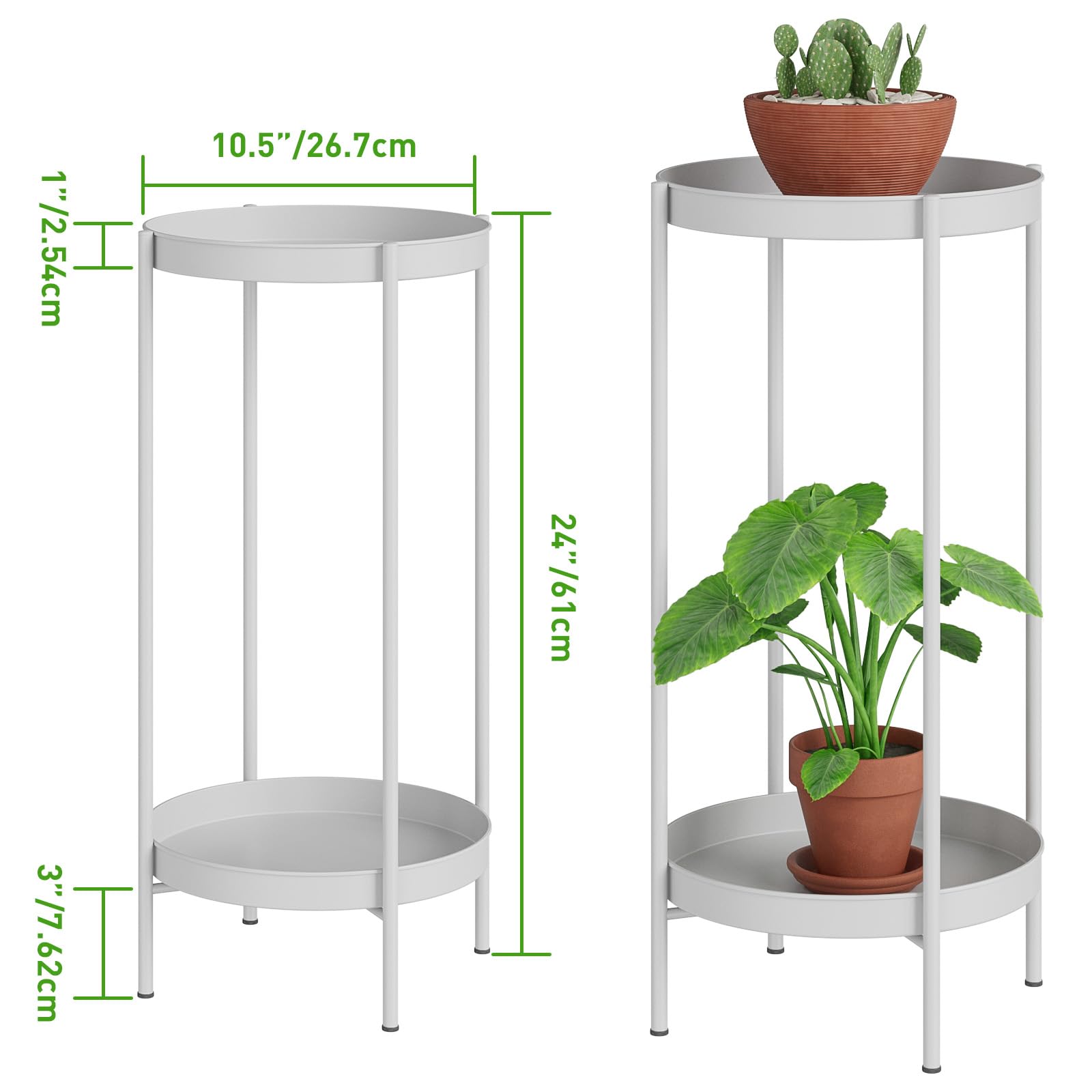 JANE EYRE Supporto piante 2 livelli, Portavaso metallo per interno esterno | Scaffale antiruggine per vasi di diverse dimensioni. Ideale per casa, giardino, balcone e patio con design elegante.
