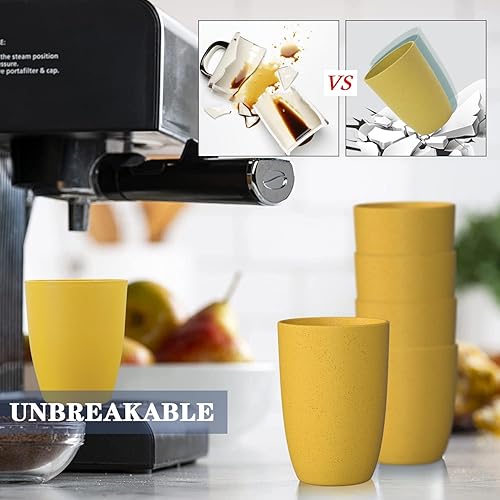 Miniatura 7 de Homienly Vasos de paja de trigo, 8 vasos de plástico reutilizables irrompibles, reutilizables, aptos para lavavajillas, aptos para microondas, vasos