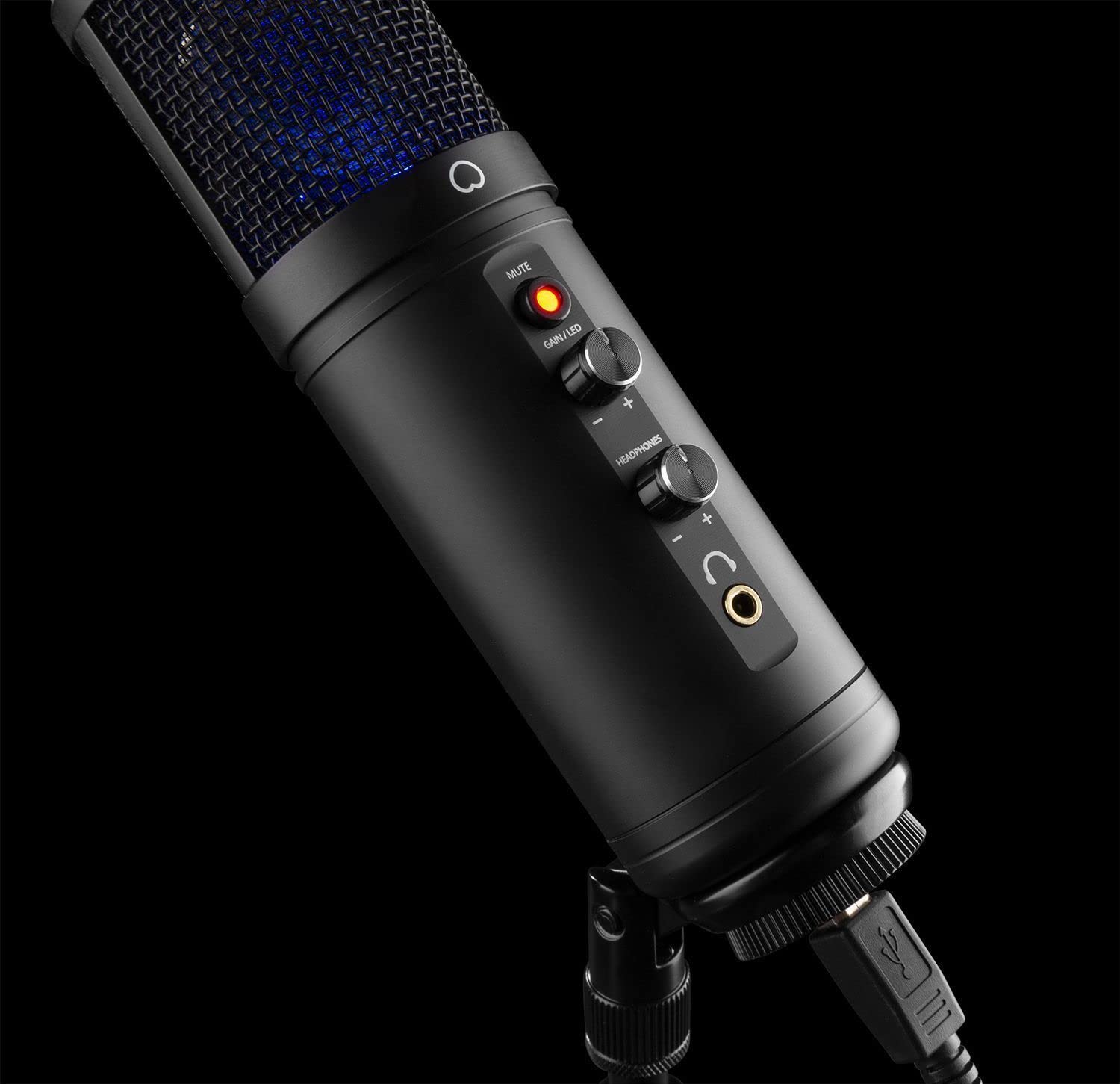Power Dynamics PCM120 microfono Condensador Broadcasting & Streaming con trípode de Mesa e iluminación LED, microfono USB, Ideal para Crear Contenido de Youtube, Twitch, Gaming, Podcast, Color Negro