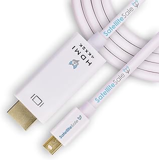 SatelliteSale Uni-Directional Mini DisplayPort to HDMI Cable Male to Male 4K/30Hz 8.64Gbps Universal Wire PVC White Cord 3 feet