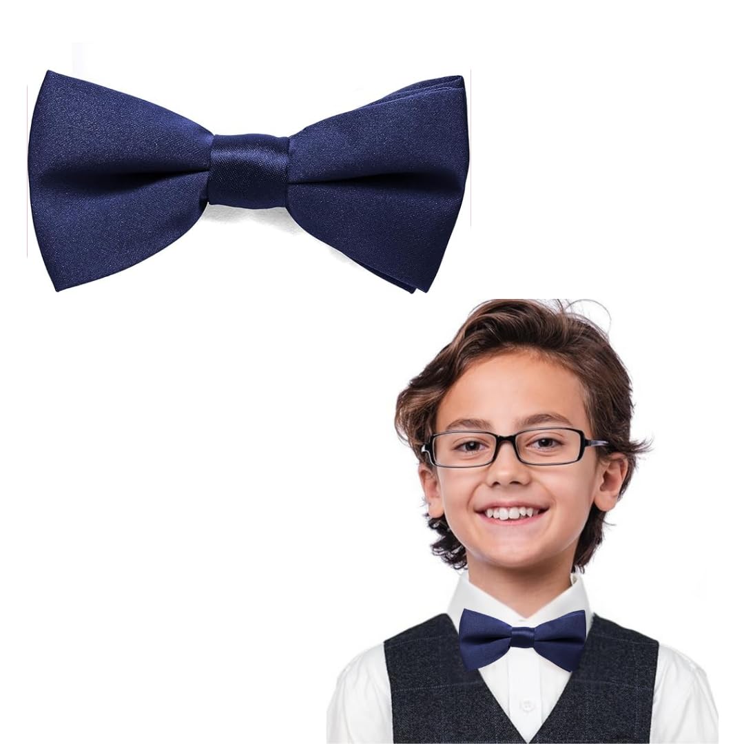 The Tie Company Boys Navy The Tie Co™ Kids Bow Tie – Pre-Tied & Adjustable Plain Bow Tie For & Girls, Premium Range, Formal & Party Wear Accessory (Navy)