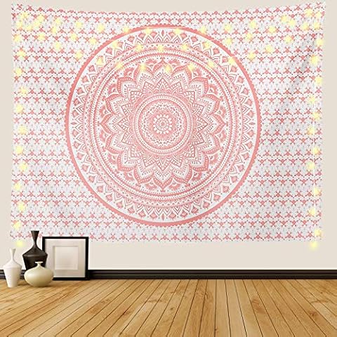 Ftuency Pink Mandala Tapestry Cover