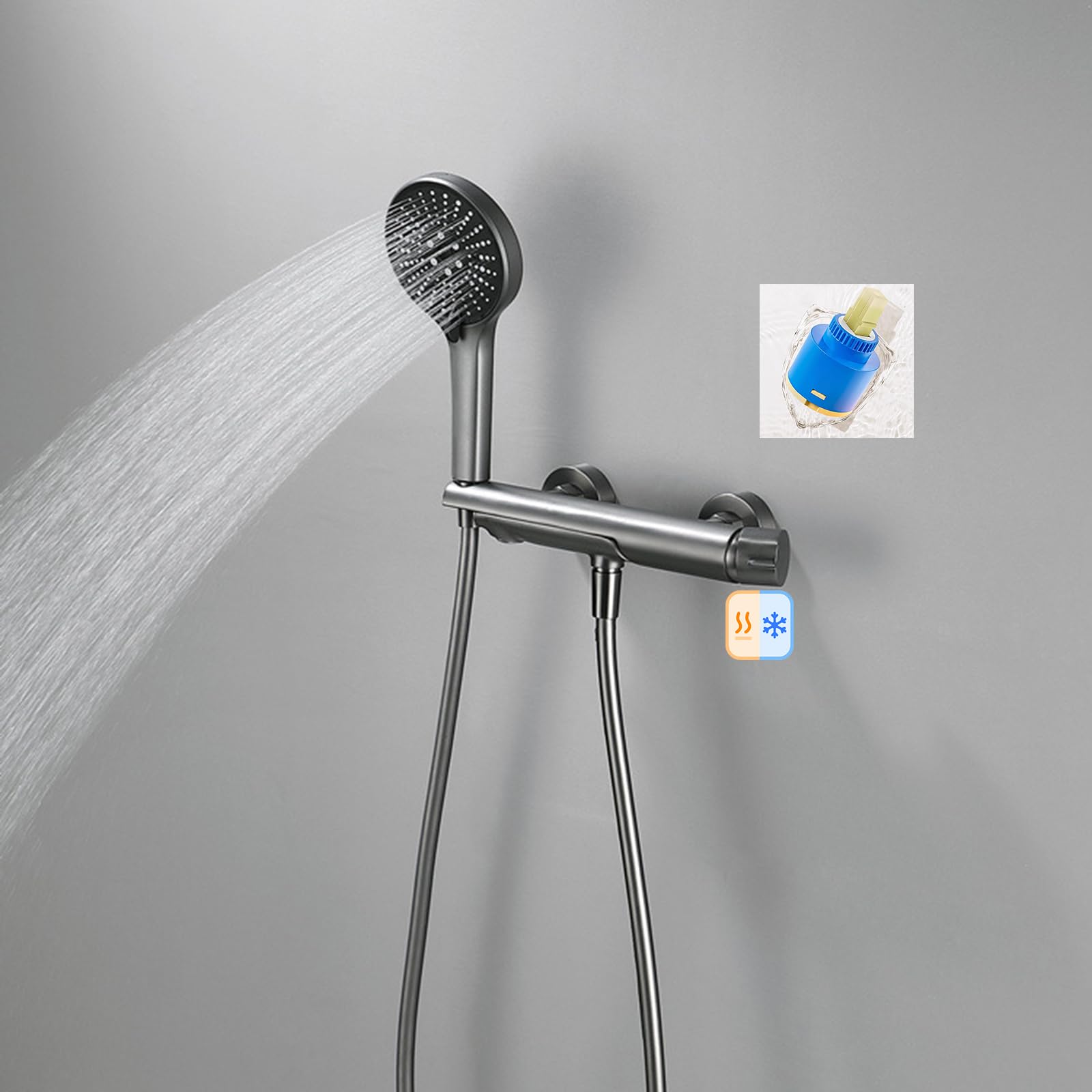 BiaoTeng Grifo para Bañera y Ducha 5 Modos Cromo