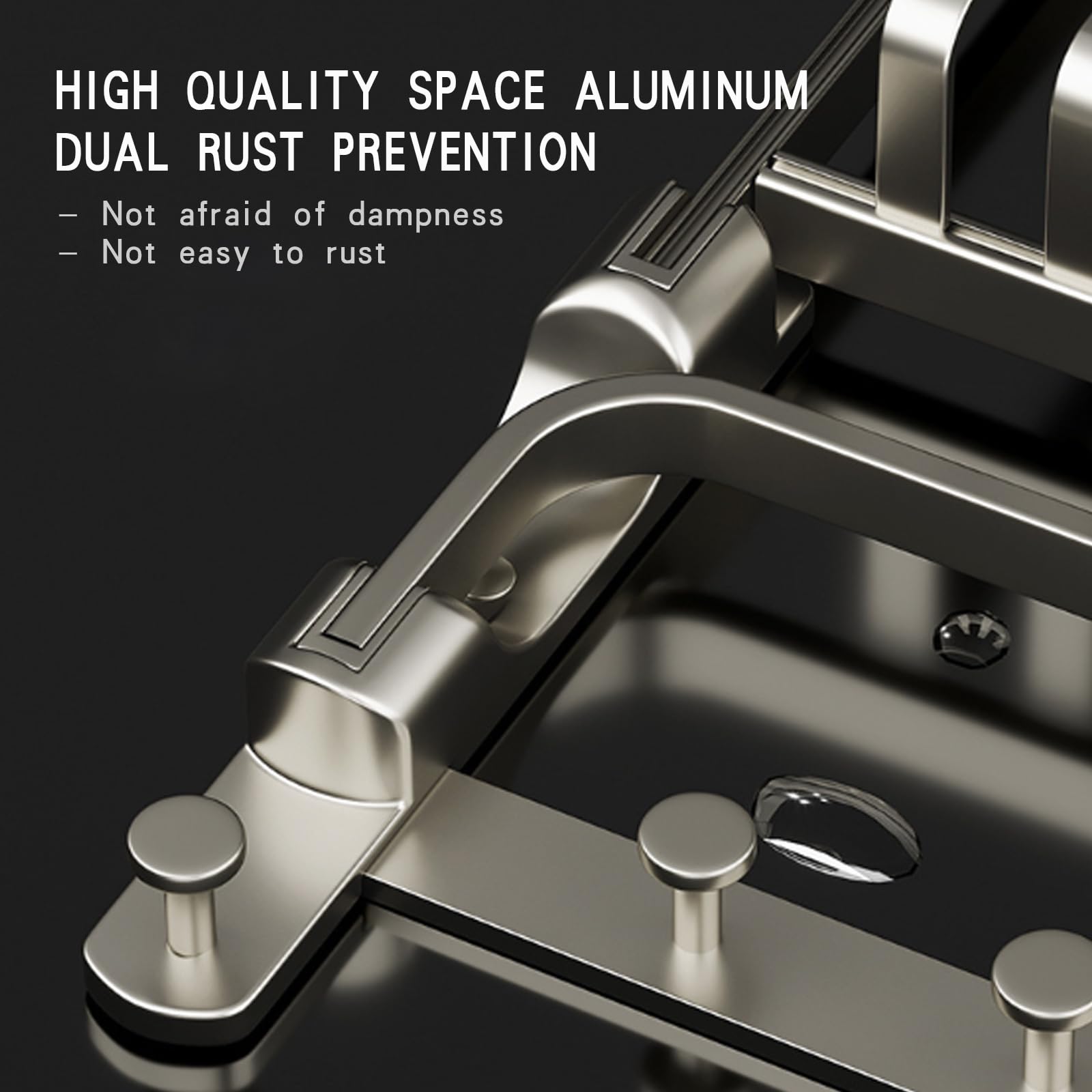 Toallero de pared de aluminio con doble barra y ganchos, autoadhesivo, para cocina y baño, 50 cm