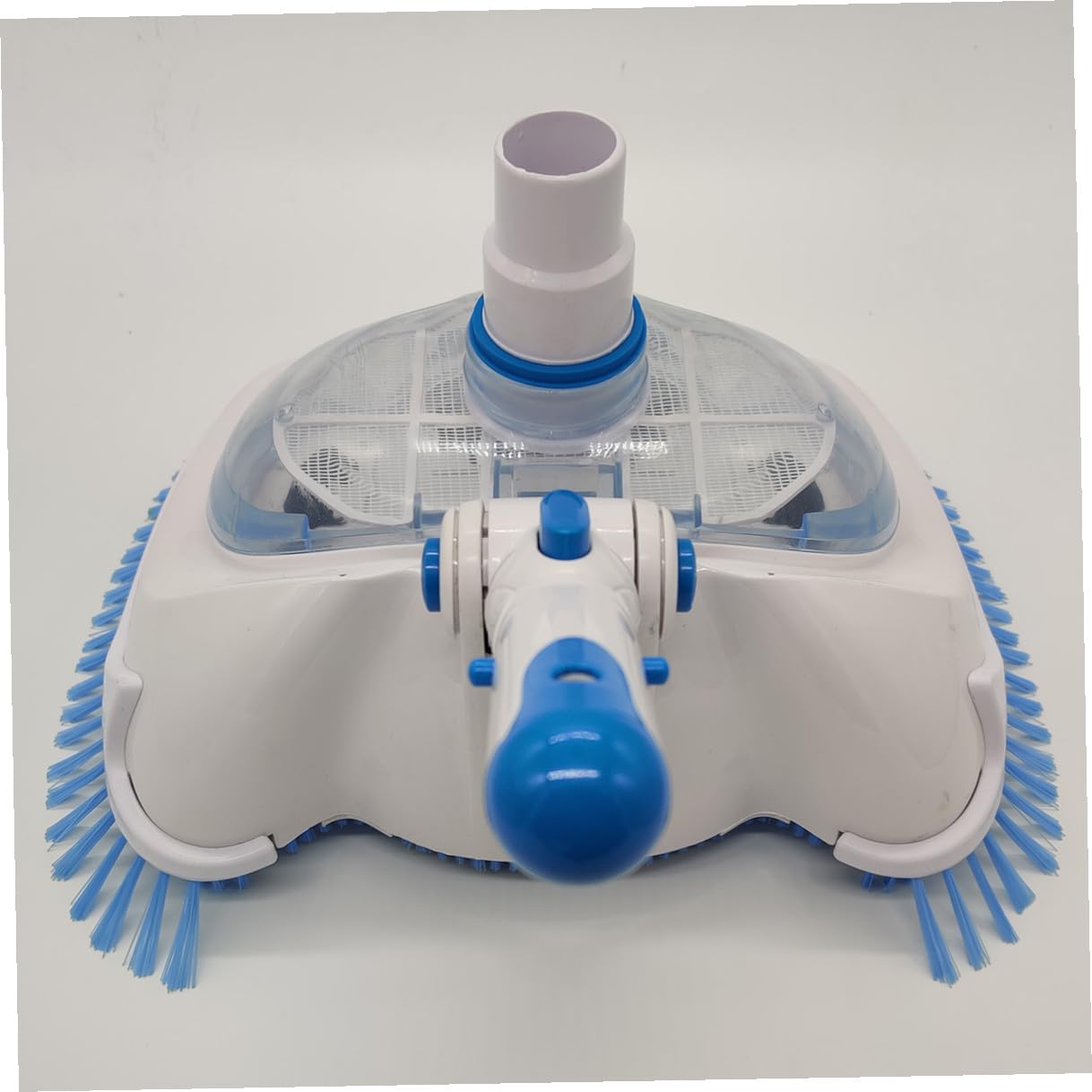 Cabezal de Aspiradora para Piscina con Cepillo de Cerdas Angulares y Cubierta Transparente Herramienta de Limpieza para Fondo y Paredes Compatible con Varilla Telescópica para