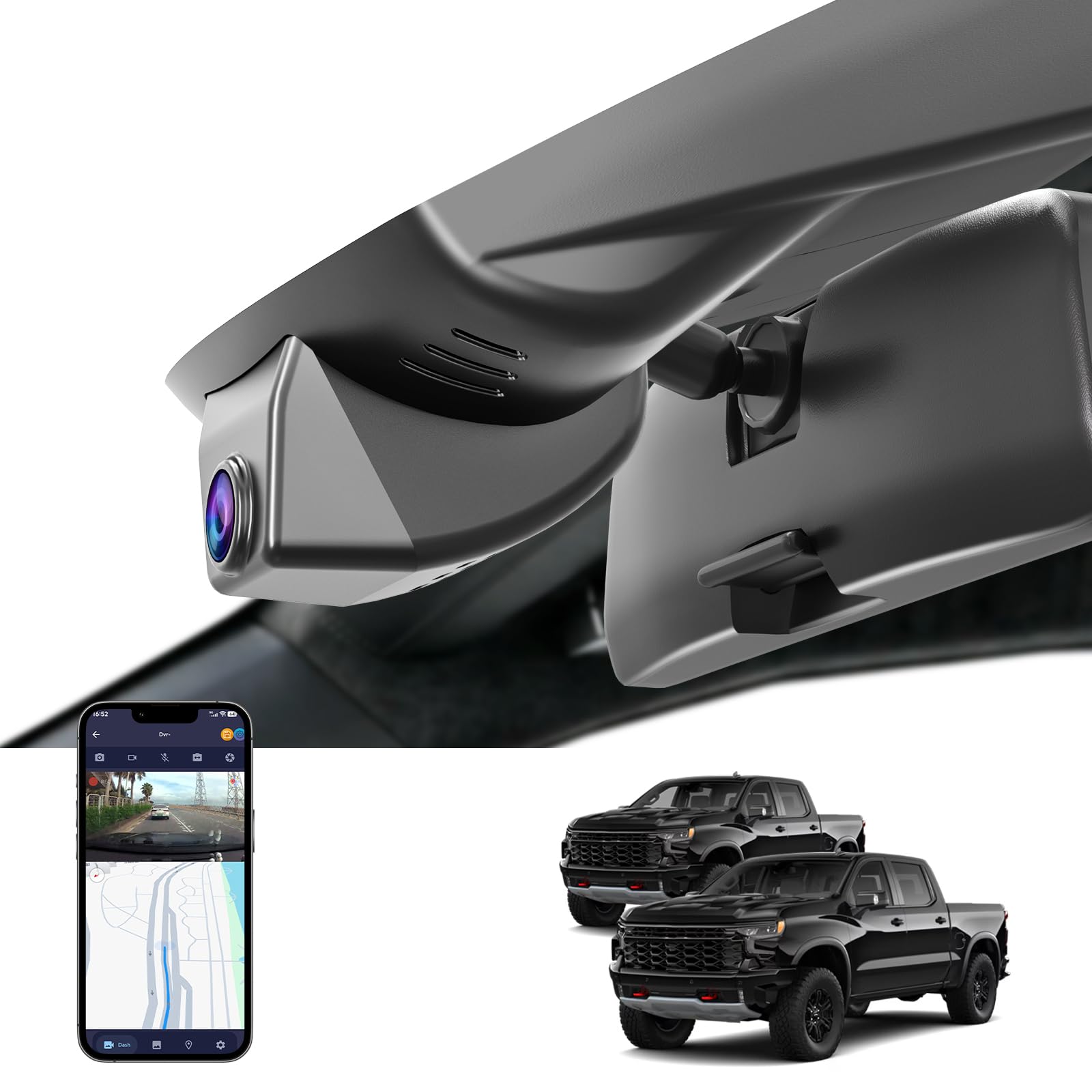 Single Channel 4K Dash Cam for Chevy 4th Gen Chevy Silverado 1500 2022-2026 2500 3500 HD 2024-2026 WT