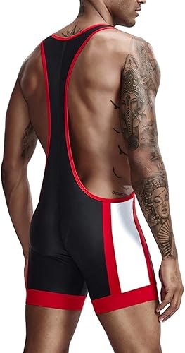 Miniatura 27 de Enterizo deportivo sin mangas para hombre de lucha libre activa, para partidarios atléticos, ajustado, leotardo 04-azul