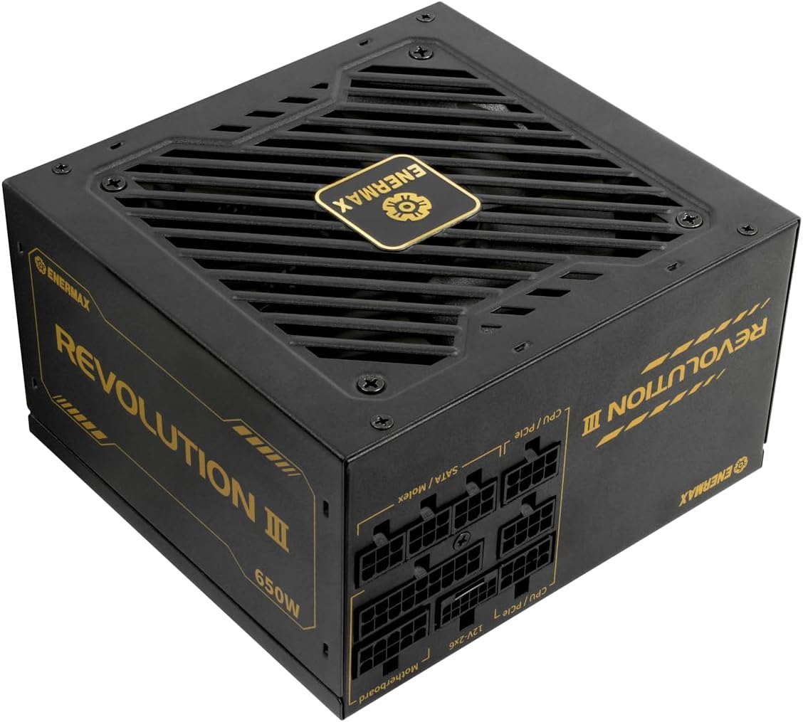 ENERMAX Revolution III 650 Watt | fully modular ATX 3.1 power supply | PCIe 5.1 | 80 Plus Gold | whisper-quiet 120mm FDB fan | 105°C jap. capacitors | ERV650G-AHG-MAC