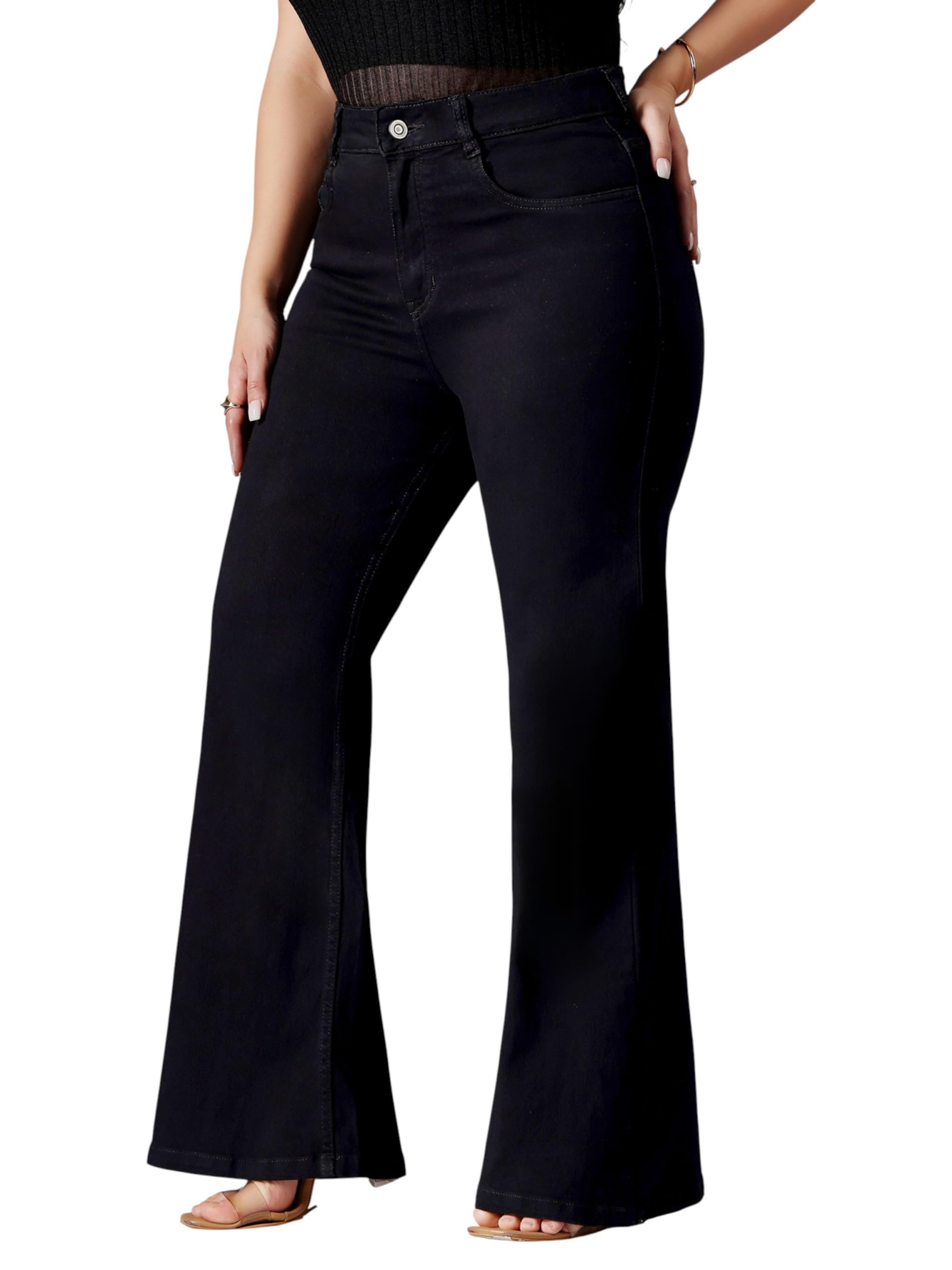 miss chase a+ Women's Bootcut High Rise Regular Length Stretchable Denim Jeans-picture-38