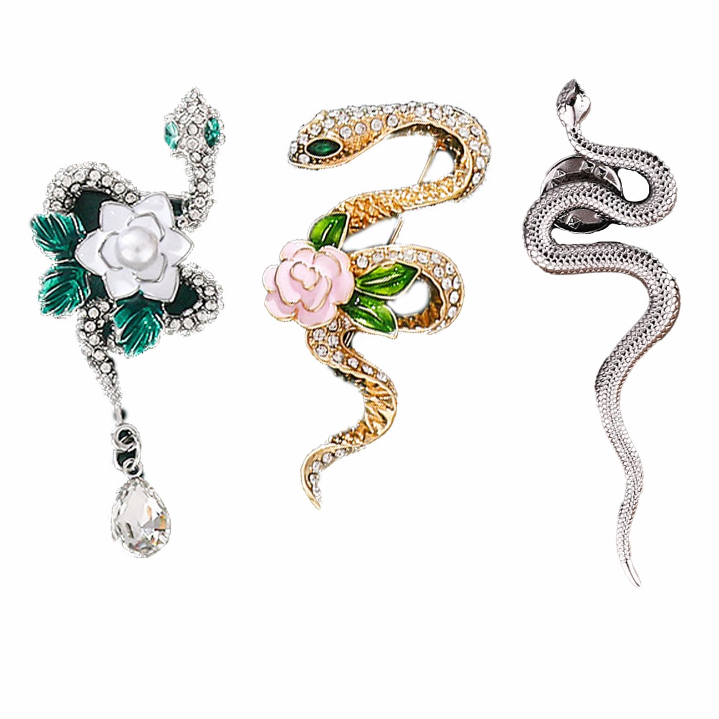 Broche de Serpiente, Broche de Serpiente de Metal, Alfiler Serpiente Broches, Adecuado para Blazers, Camisas, Sombreros, Alfileres de Mochila, Broches de Boda (Plateados)