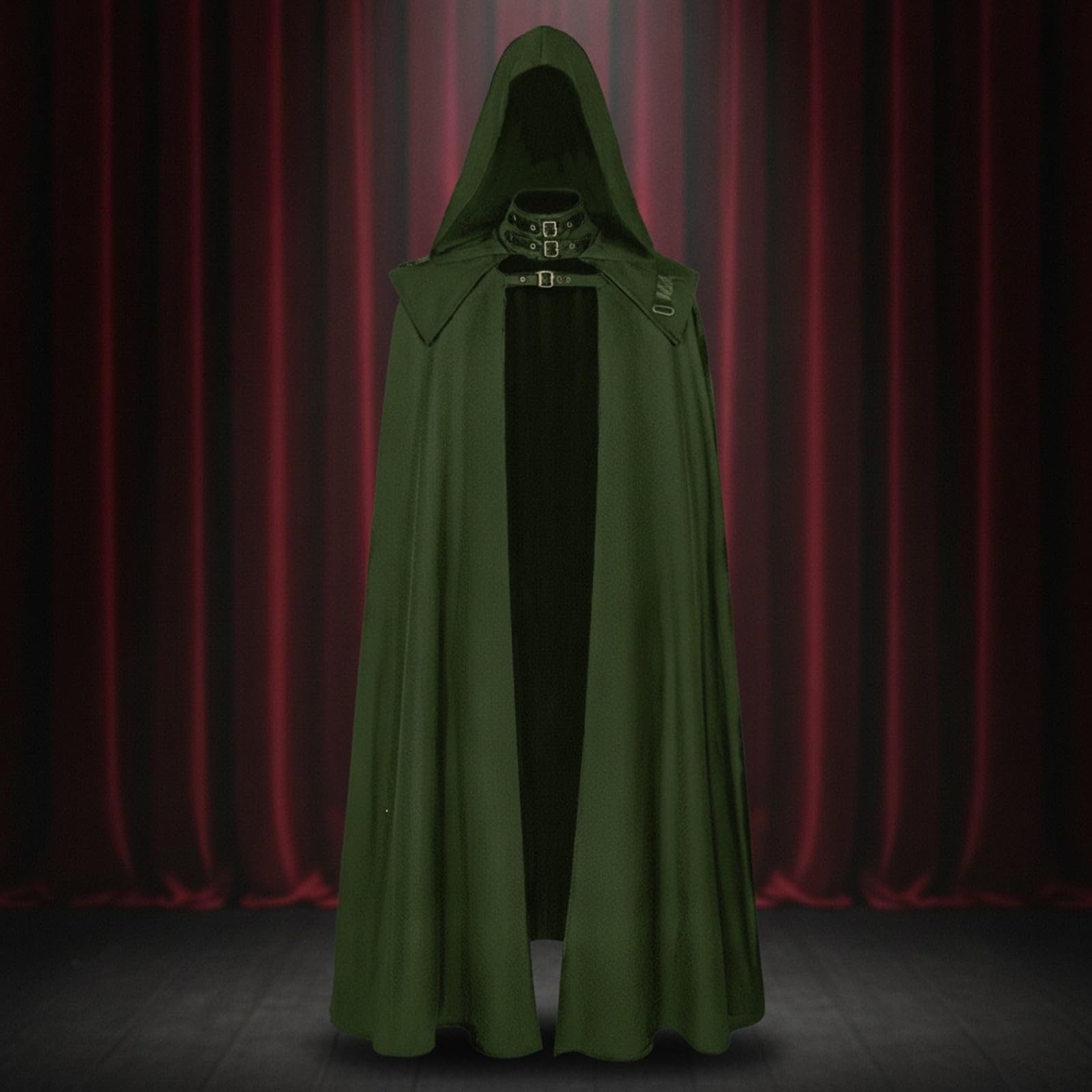 Milageto Capa Exnsa con Hebillas Dramática Capa Cosplay, Ajustable, para Festivales Góticos, Cosplayers, Rojo, M