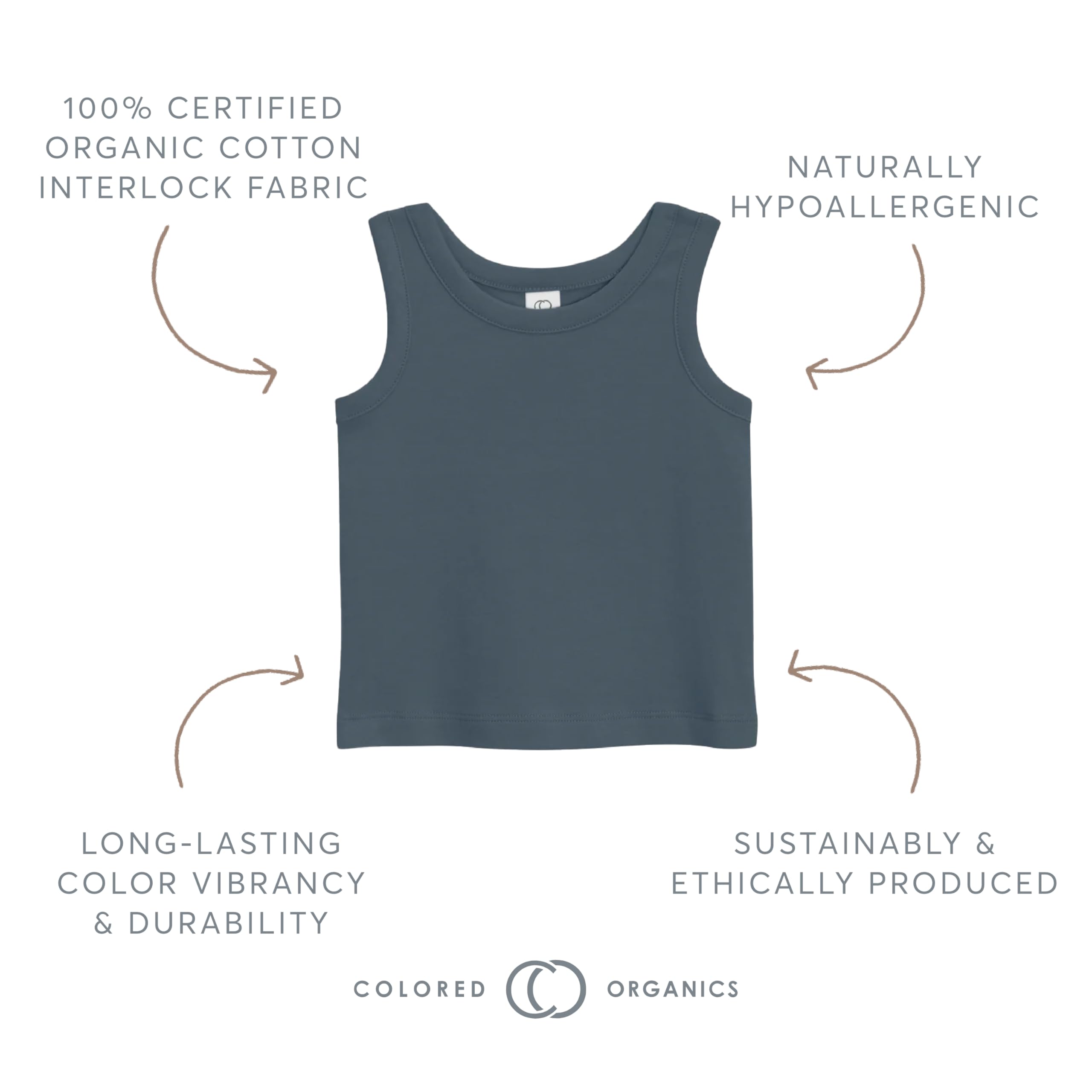 Colored Organics Infant Toddlers and Kids Organic Cotton Tank Top - Iris Pointelle Tank - Coconut Pointelle 2T
