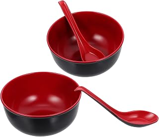 ABOOFAN Flat Ramen Bowl Set Soup Bowls Miso Spoons Food Containers Set