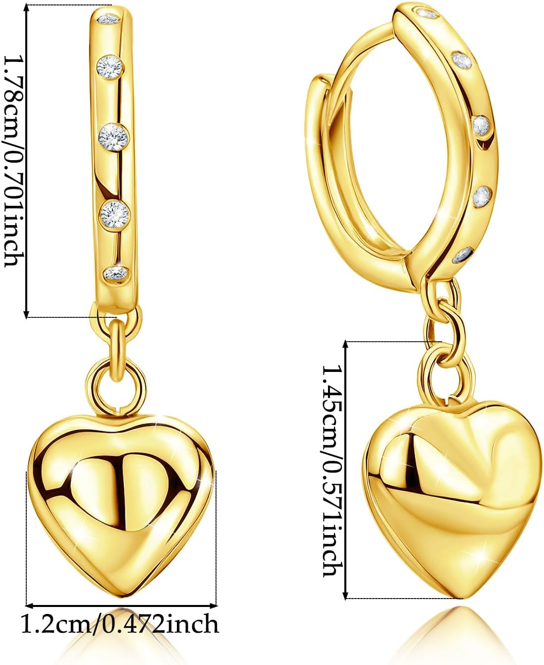 Sterling Silver Heart Hoop Earrings for Women - Colorful Cubic Zirconia Love Heart Shaped Earrings for Teen Girls Hypoallergenic Lightweight Loop Earring Gifts for Granddaughter Niece Wife Mom - Image 6