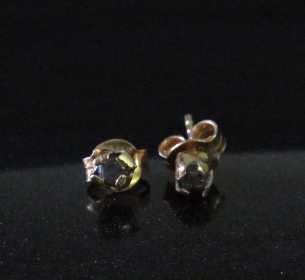 Brown Rough Diamond Stud Earrings, Diamond Studs, Brown Raw Diamond Earrings, Sterling Silver Earrings, Gold Studs