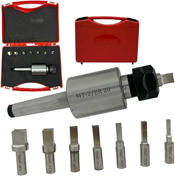 MT2 Shank Rotary Broach Kit with ER-20 Adaptor & 7-Piece Square Broach Set Precision Tooling for CNC and Milling Machines
