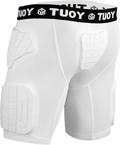 Miniatura 18 de TUOY Adult Padded Compression Shorts 5-Pad Football Girdle Hip Thigh Protector