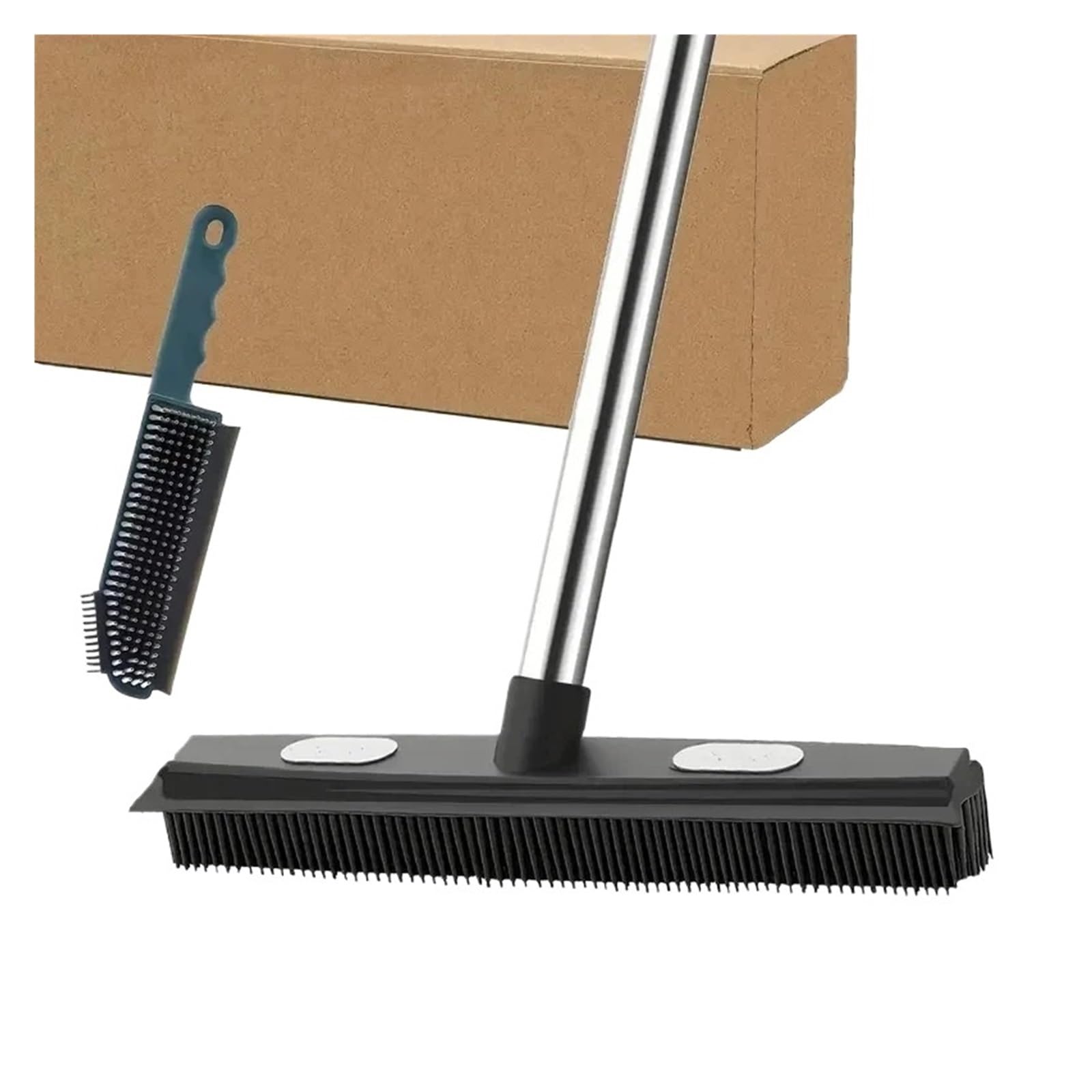 Rastrillo de Alfombra Escoba Goma con Mango Largo, for Madera Dura Peluda, 2 uds