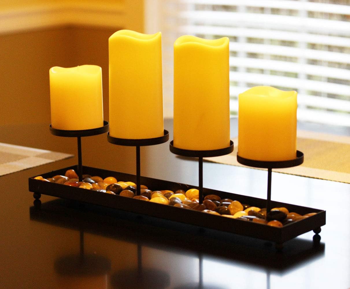 Seraphic Iron 4 Candle Pillar Candelabra Table Centerpiece Candle ...