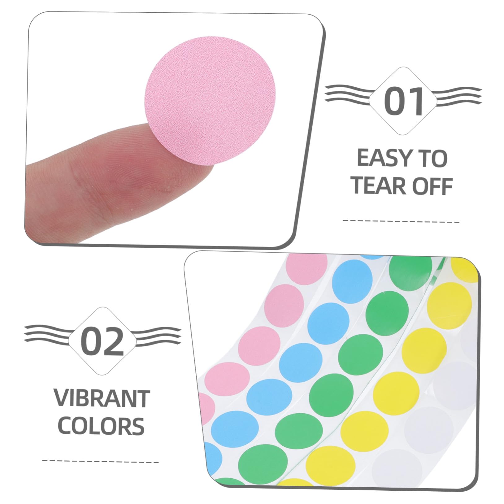 15 Rouleaux Étiquettes Thermiques Rondes Colorées Petites Gommettes Adhésives Multi-usage pour Bureau et Logistique