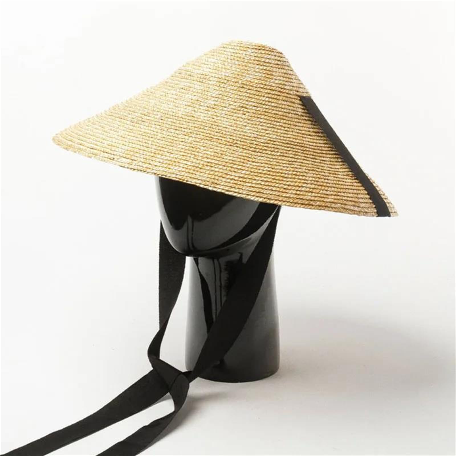 Sombrero de verano para mujer y hombre, sombrero de paja para el sol, ala grande, negro, banda cóncava, gorra de playa