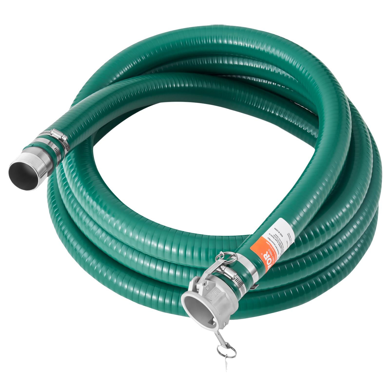 VEVOR Kit de Manguera de Succión para Bomba con Manguera de Retrolavado Azul de 50,80mmx15,24m, Manguera de Succión Verde de 6,1 m y Filtro de Orificio Redondo de Acero, Levas, Abrazaderas, Adaptador
