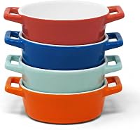 Joeji's Kitchen 4 darabos mini kerámia sütőedény készlet, fehér ovális ramekin füllel 1