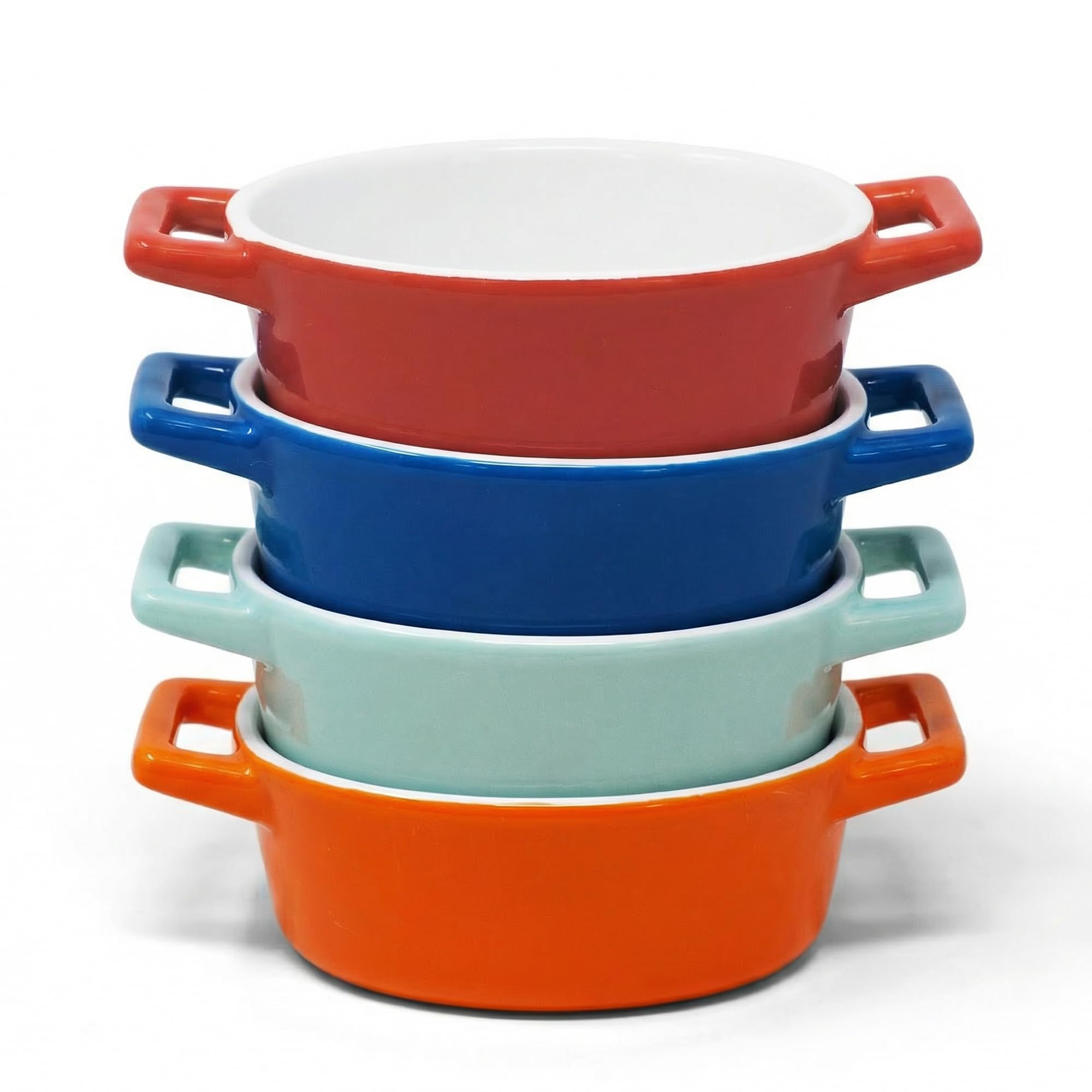 Joeji's Kitchen Set of 4 Mini Oval Ceramic Oven Baking Dishes - Ideal for Mini Lasagne Shepherds Pie and More - Small Casserole Dish - Individual & Kids Portion - 4 Colours