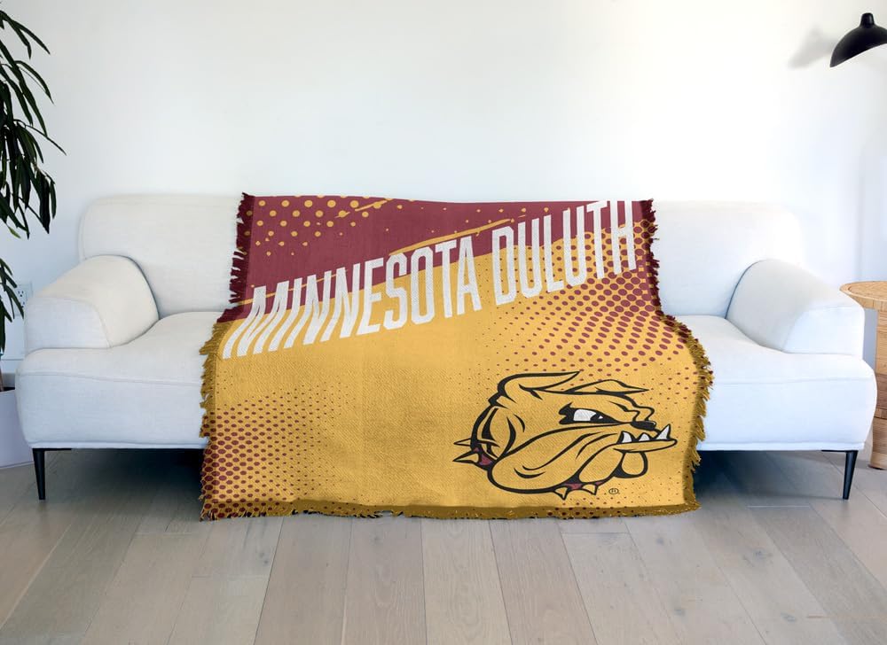 LOGOVISION University of Minnesota Duluth Fan Zone Woven Tapestry Cotton Blend Fringed Throw Blanket 50"x60"