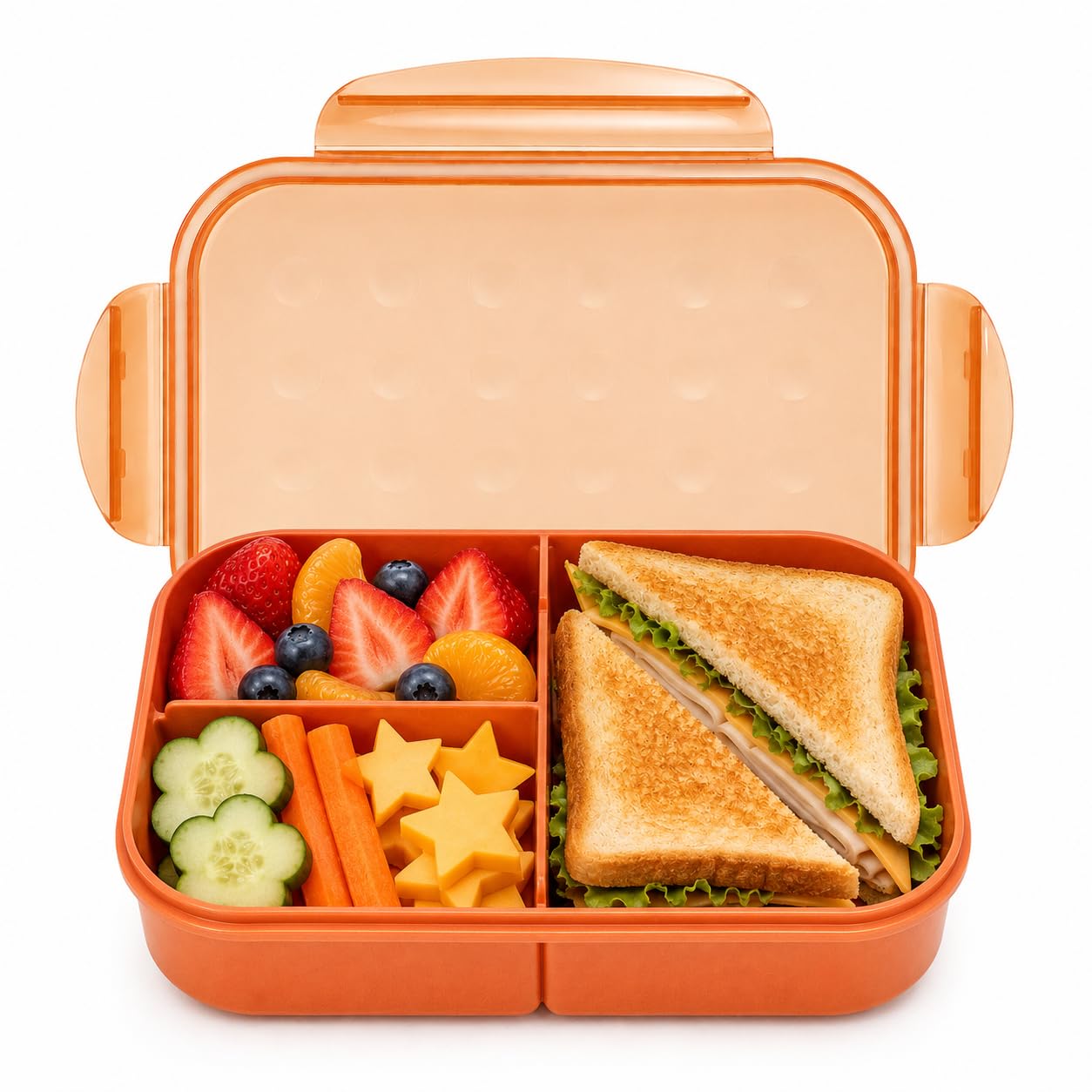 MISS BIG® Bento Lunch Box for Kids, 1150ml, 3 Compartments, Coral Orange